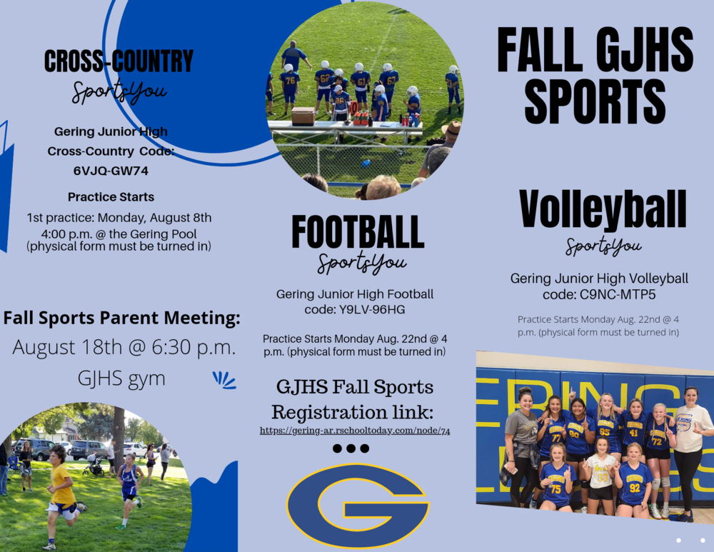 GJHS Fall Sports Information 22-23