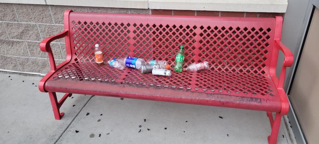 Trash left behind over the weekend.  Students and staff picked it up before school started this morning.